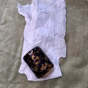 Tory Burch Logo" Resin" Tortoise Cuff Bracelet One Size